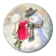 Cabochon en Verre Illustré Enfants et Bonhomme de Neige Vintage 12 à 25mm pour la Création de Bijoux Fantaisie - DIY