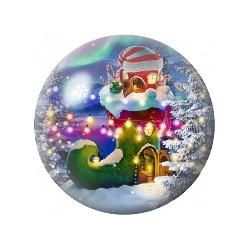 Cabochon en Verre Illustré Maison Fantaisie sous la Neige 12 à 25mm