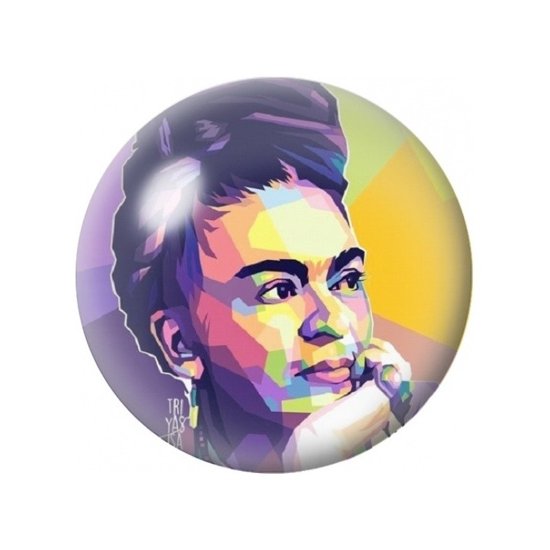 Cabochon en Verre Illustré Frida Kahlo Pop Art Violet et Jaune 12 à 25mm