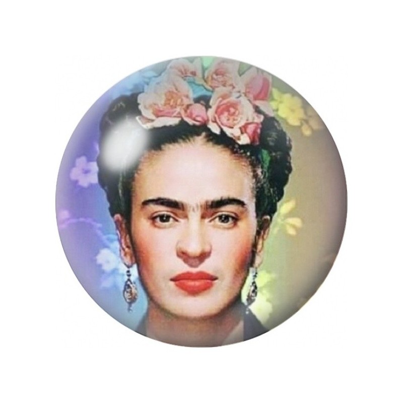 Cabochon en Verre Illustré Frida Kahlo aux Roses Pastel 12 à 25mm