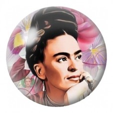 Cabochon en Verre Illustré Frida Kahlo aux Papillons Roses 12 à 25mm pour la Création de Bijoux Fantaisie - DIY