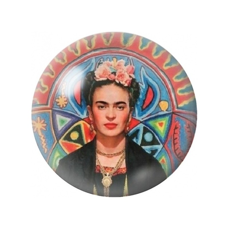 Cabochon en Verre Illustré Frida Kahlo au Halo Géométrique 12 à 25mm