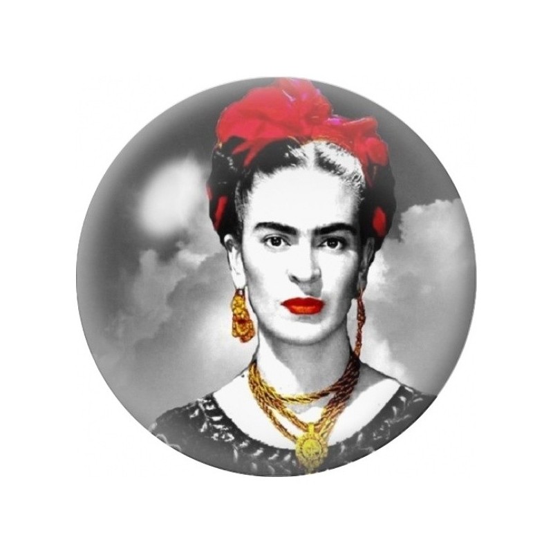 Cabochon en Verre Illustré Frida Kahlo au Ruban Rouge 12 à 25mm