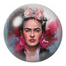 Cabochon en Verre Illustré Frida Kahlo aux Plumes Roses 12 à 25mm pour la Création de Bijoux Fantaisie - DIY