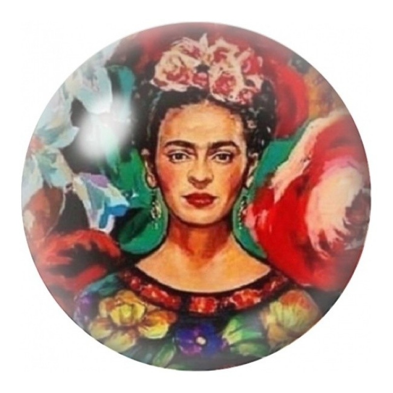 Cabochon en Verre Illustré Frida Kahlo aux Fleurs Tropicales 12 à 25mm
