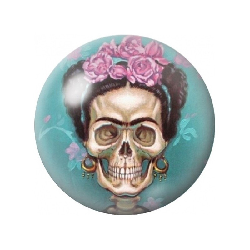Cabochon en Verre Illustré Frida Kahlo Squelette aux Roses 12 à 25mm