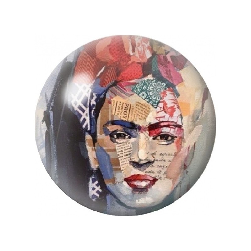 Cabochon en Verre Illustré Frida Kahlo Collage de Journaux 12 à 25mm