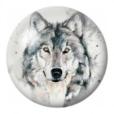 Cabochon en Verre Illustré Loup Blanc Aquarelle 12 à 25mm pour la Création de Bijoux Fantaisie - DIY