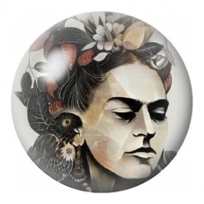 Cabochon en Verre Illustré Frida Kahlo au Demi-Visage Squelette 12 à 25mm pour la Création de Bijoux Fantaisie - DIY