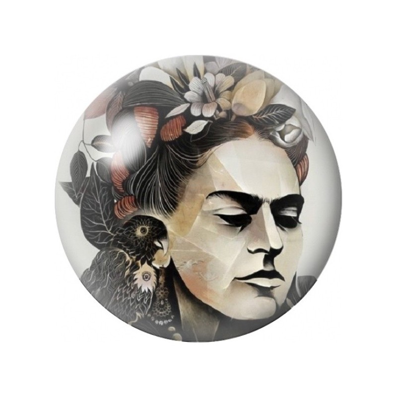 Cabochon en Verre Illustré Frida Kahlo au Demi-Visage Squelette 12 à 25mm