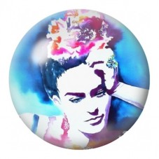 Cabochon en Verre Illustré Frida Kahlo en Bleu et Fuchsia 12 à 25mm pour la Création de Bijoux Fantaisie - DIY