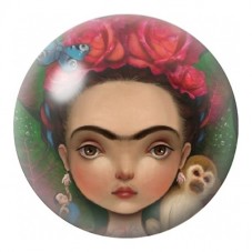 Cabochon en Verre Illustré Frida Kahlo Kawaii aux Roses Rouges 12 à 25mm pour la Création de Bijoux Fantaisie - DIY