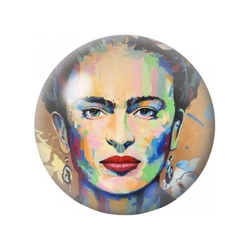 Cabochon en Verre Illustré Frida Kahlo Visage Pop Multicolore 12 à 25mm