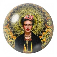 Cabochon en Verre Illustré Frida Kahlo au Halo Doré 12 à 25mm pour la Création de Bijoux Fantaisie - DIY