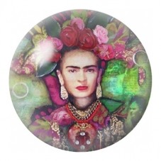 Cabochon en Verre Illustré Frida Kahlo au Jardin Coloré 12 à 25mm pour la Création de Bijoux Fantaisie - DIY