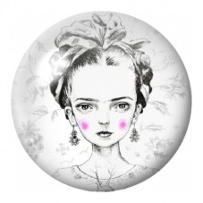 Cabochon en Verre Illustré Frida Kahlo Dessin au Crayon 12 à 25mm pour la Création de Bijoux Fantaisie - DIY