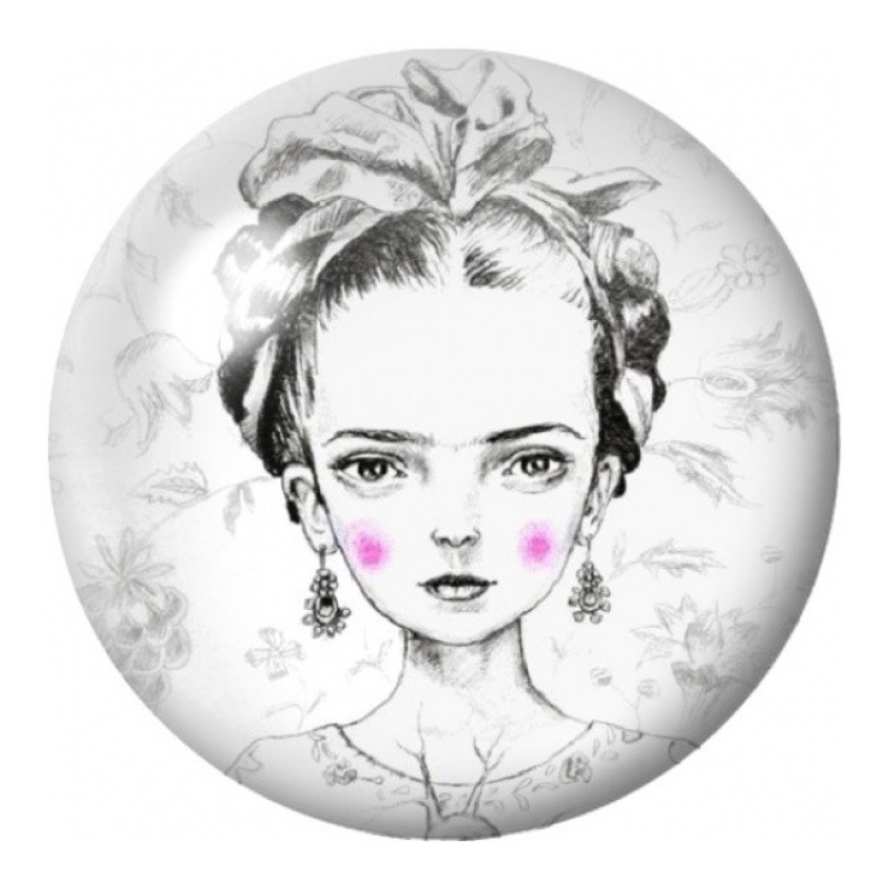 Cabochon en Verre Illustré Frida Kahlo Dessin au Crayon 12 à 25mm