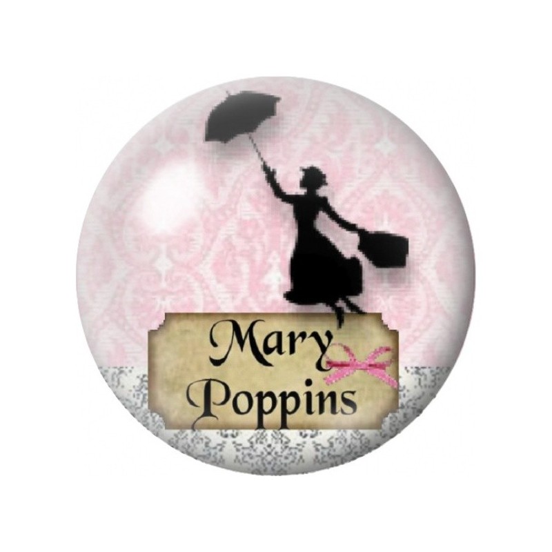 Cabochon en Verre Illustré Mary Poppins en Silhouette 12 à 25mm