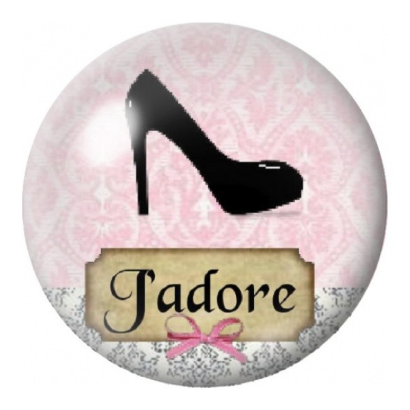 Cabochon en Verre Illustré Escarpin Noir J’adore 12 à 25mm