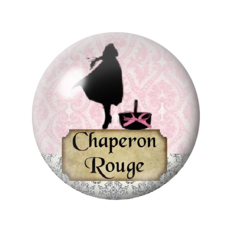 Cabochon en Verre Illustré Petit Chaperon Rouge en Silhouette 12 à 25mm