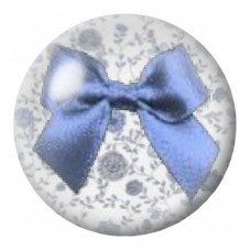 Cabochon en Verre Illustré Nœud Bleu sur Fleurs Grises 12 à 25mm pour la Création de Bijoux Fantaisie - DIY