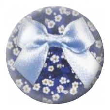 Cabochon en Verre Illustré Nœud Bleu Clair sur Fleurs Marines 12 à 25mm pour la Création de Bijoux Fantaisie - DIY