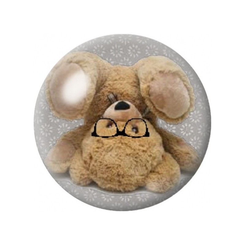 Cabochon en Verre Illustré Souris en Peluche à Lunettes 12 à 25mm