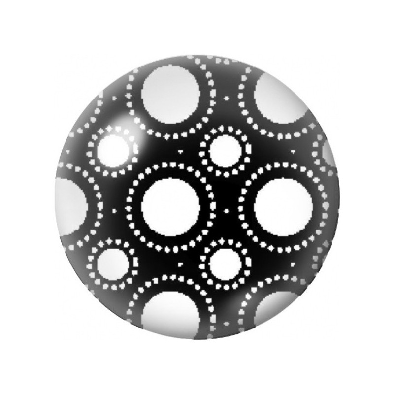 Cabochon en Verre Illustré Cercles Noirs et Blancs à Pois 12 à 25mm