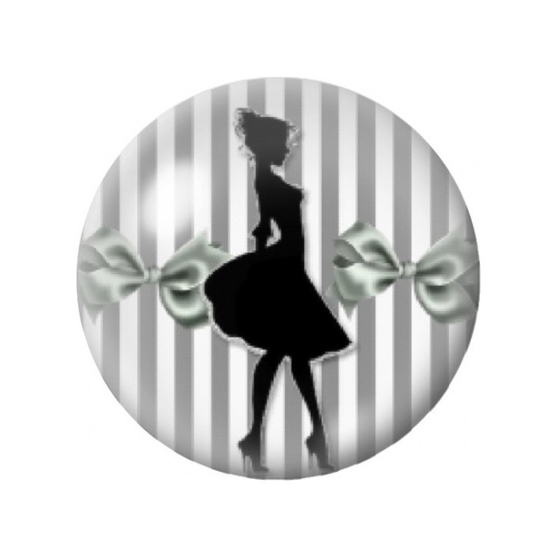 Cabochon en Verre Illustré Femme en Silhouette aux Nœuds Verts 12 à 25mm