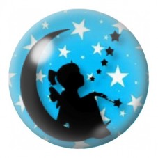 Cabochon en Verre Illustré Fée devant la Lune Bleue 12 à 25mm pour la Création de Bijoux Fantaisie - DIY