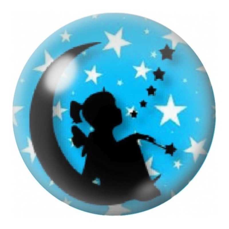 Cabochon en Verre Illustré Fée devant la Lune Bleue 12 à 25mm