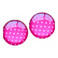 Lot de 2 Cabochons en Verre Illustrés Roses à Pois Blancs 12 à 25mm pour la Création de Bijoux Fantaisie - DIY