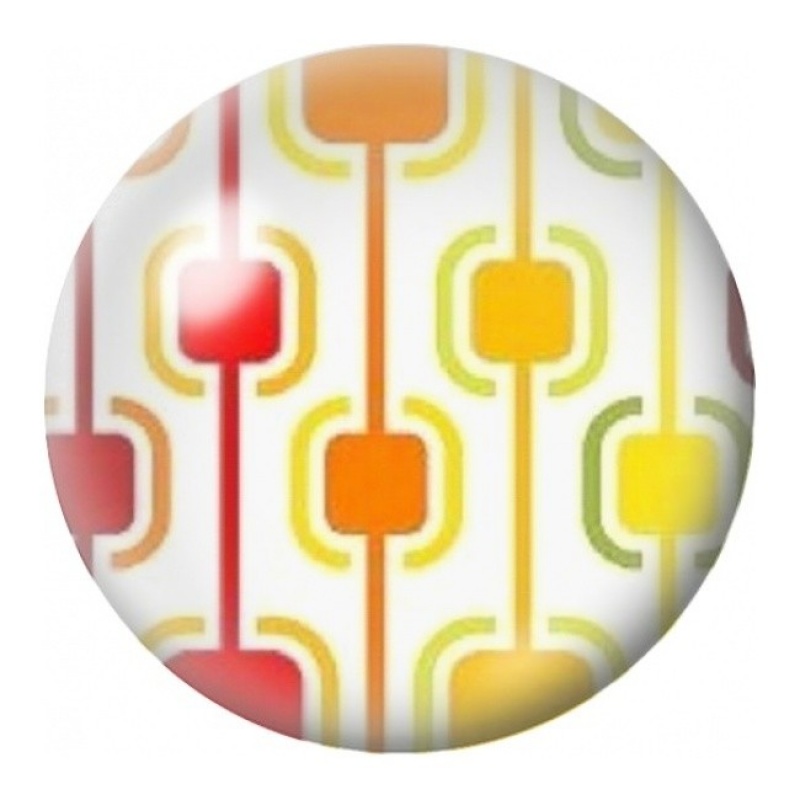 Cabochon en Verre Illustré Lignes Rétro Orange et Vertes 12 à 25mm