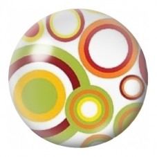 Cabochon en Verre Illustré Cercles Rétro Orange et Verts 12 à 25mm pour la Création de Bijoux Fantaisie - DIY