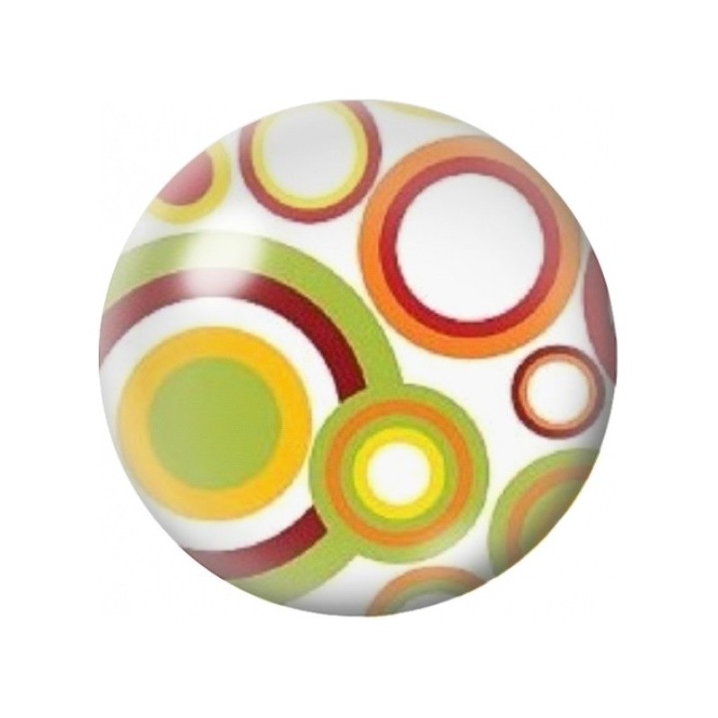 Cabochon en Verre Illustré Cercles Rétro Orange et Verts 12 à 25mm