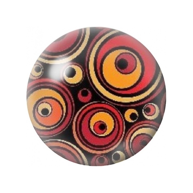 Cabochon en Verre Illustré Cercles Psychédéliques sur Fond Noir 12 à 25mm