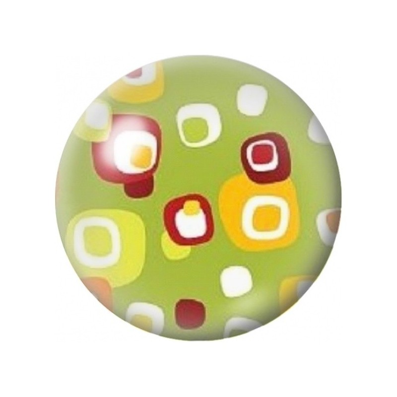 Cabochon en Verre Illustré Carrés Colorés sur Fond Vert 12 à 25mm