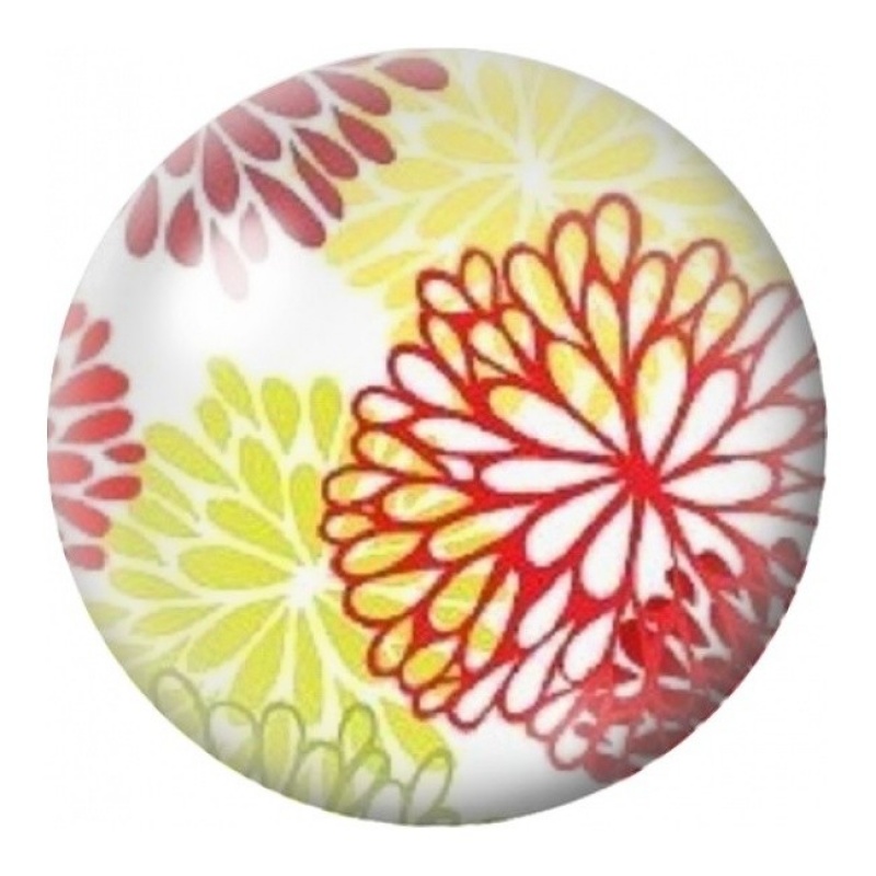 Cabochon en Verre Illustré Fleurs Graphiques Orange et Vertes 12 à 25mm