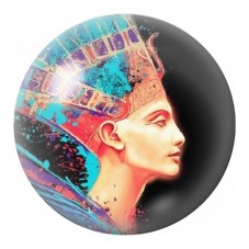 Cabochon en Verre Illustré Néfertiti Pop Art Turquoise 12 à 25mm pour la Création de Bijoux Fantaisie - DIY