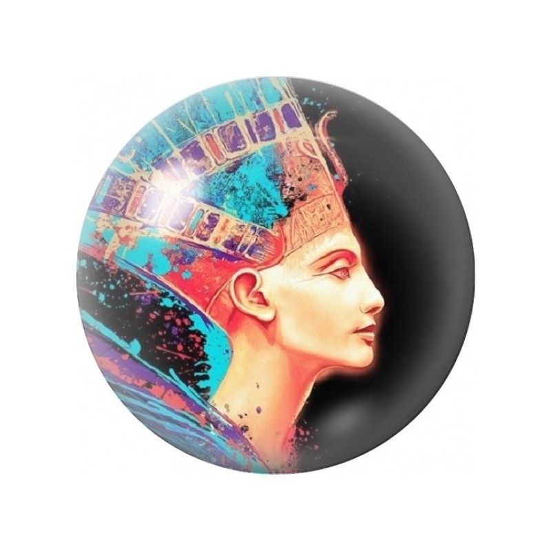 Cabochon en Verre Illustré Néfertiti Pop Art Turquoise 12 à 25mm