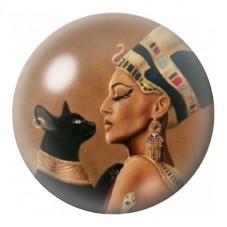 Cabochon en Verre Illustré Reine Égyptienne au Chat Noir 12 à 25mm pour la Création de Bijoux Fantaisie - DIY