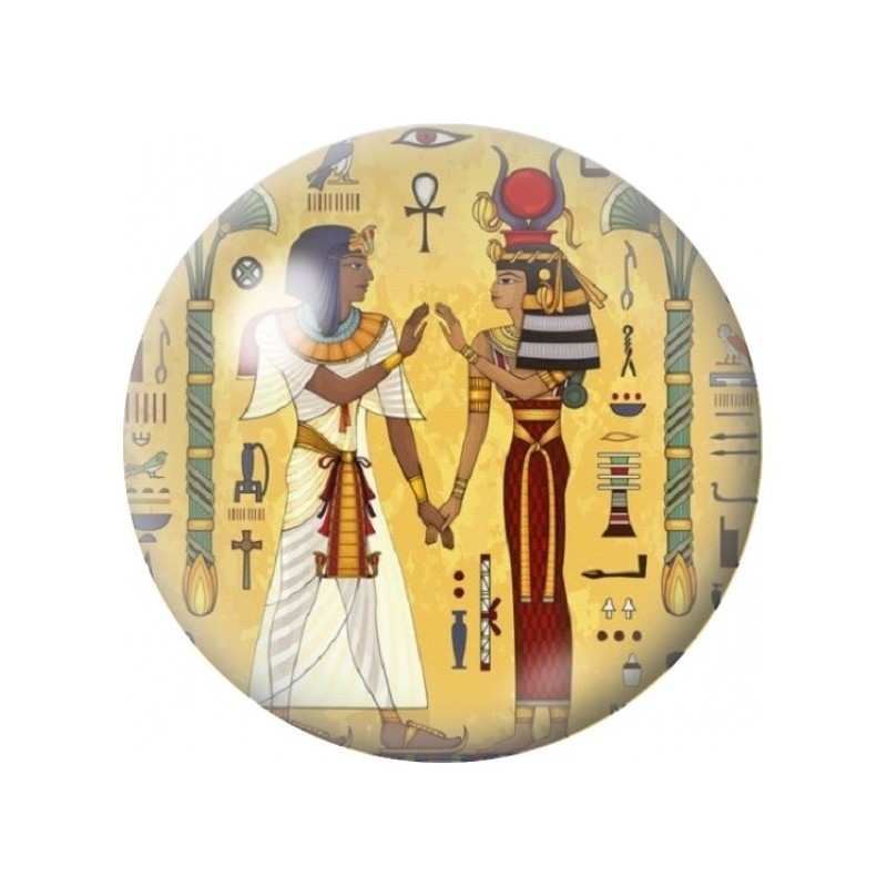 Cabochon en Verre Illustré Dieux Égyptiens et Hiéroglyphes 12 à 25mm