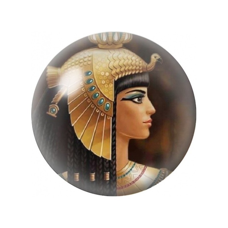 Cabochon en Verre Illustré Reine Égyptienne au Diadème d’Or 12 à 25mm