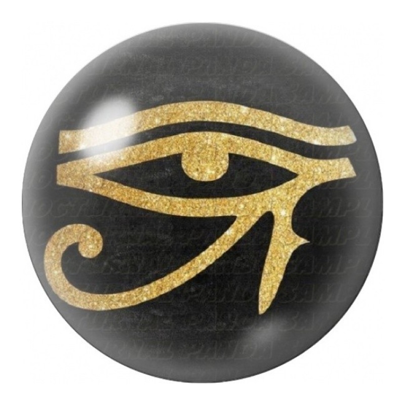 Cabochon en Verre Illustré Œil d’Horus Or sur Noir 12 à 25mm