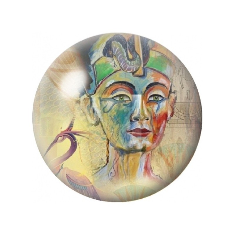 Cabochon en Verre Illustré Néfertiti Portrait Abstrait 12 à 25mm