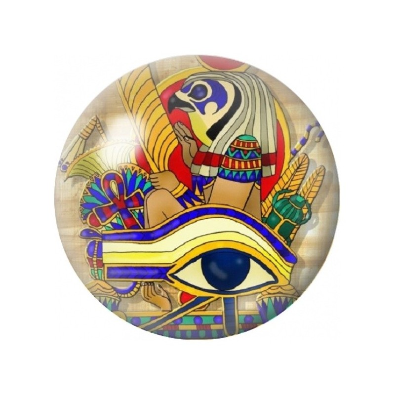 Cabochon en Verre Illustré Horus et Œil Sacré Colorés 12 à 25mm