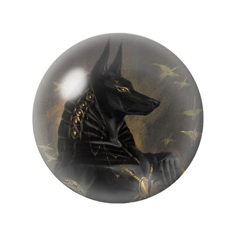 Cabochon en Verre Illustré Anubis Noir sous les Étoiles 12 à 25mm