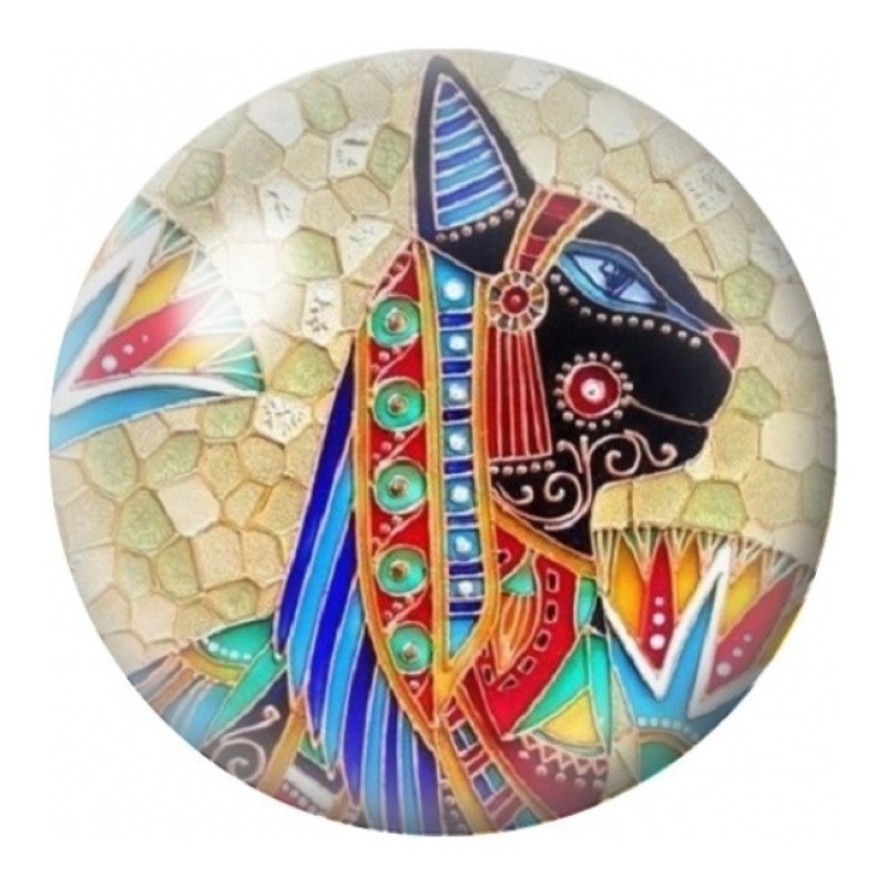 Cabochon en Verre Illustré Anubis Mosaïque Multicolore 12 à 25mm