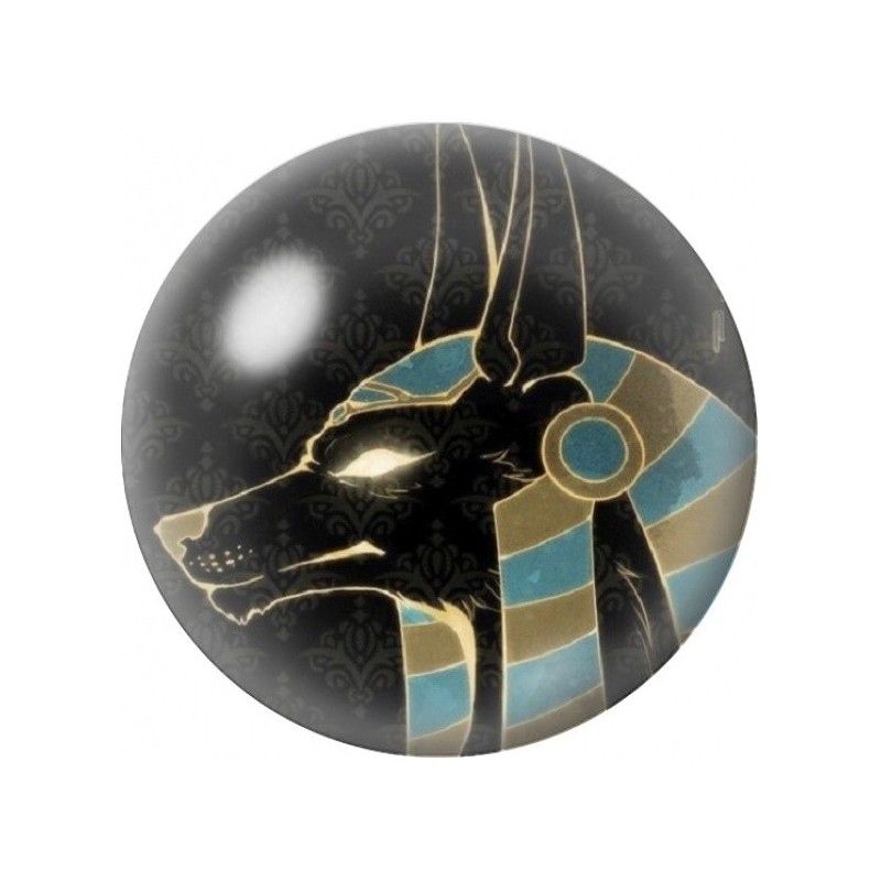 Cabochon en Verre Illustré Anubis Noir et Turquoise 12 à 25mm
