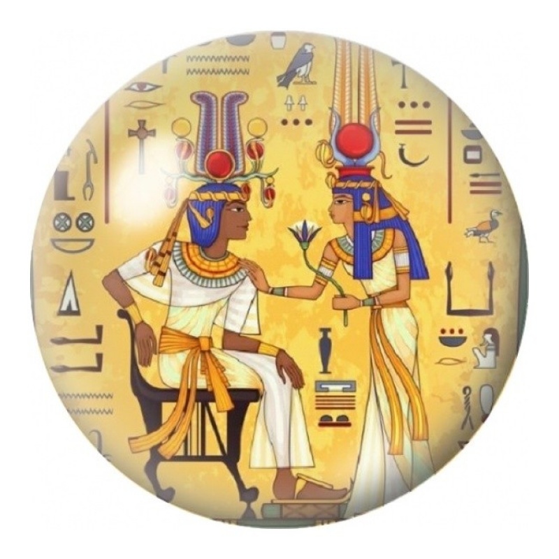 Cabochon en Verre Illustré Divinités Égyptiennes sur Papyrus 12 à 25mm
